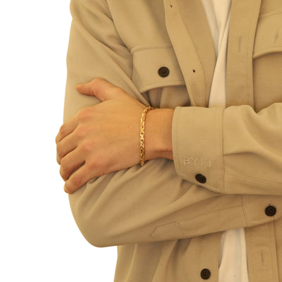 David Yurman Fluted Chain Bracelet Size L Men's Fluted Bracelet Yellow Gold