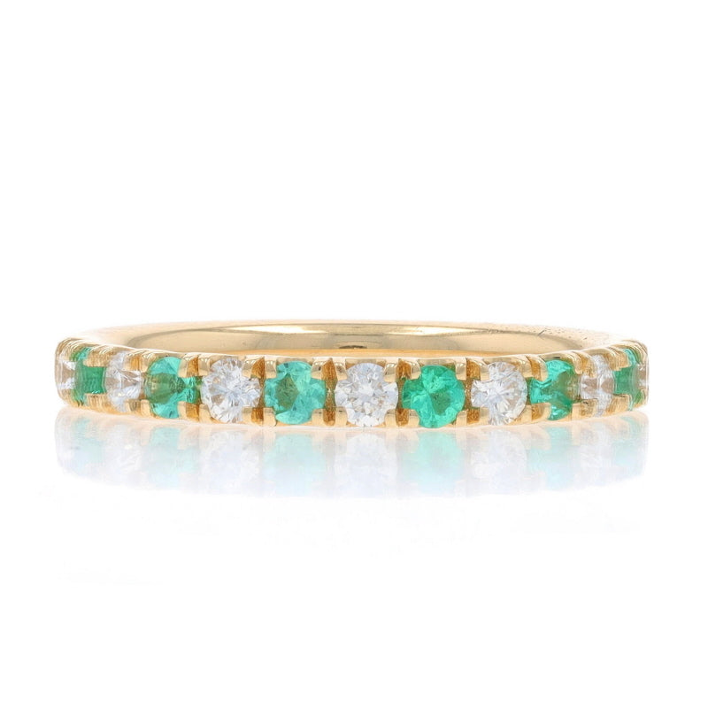 .58ctw Diamond and Emerald Band Yellow Gold