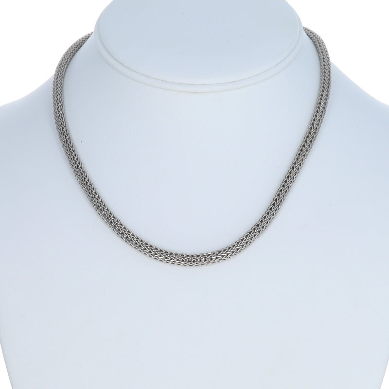 John Hardy Icon 5mm 16" Necklace .19ctw Diamond Wheat Chain Necklace Sterling Silver