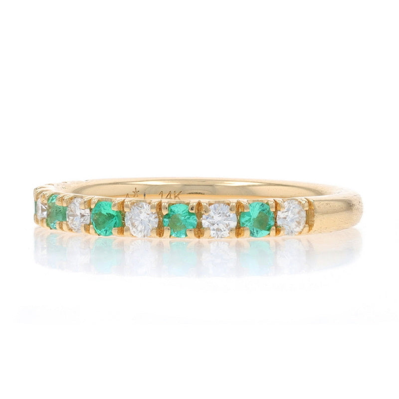 .58ctw Diamond and Emerald Band Yellow Gold