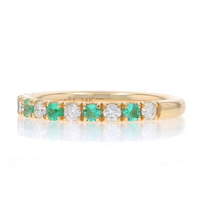 .58ctw Diamond and Emerald Band Yellow Gold