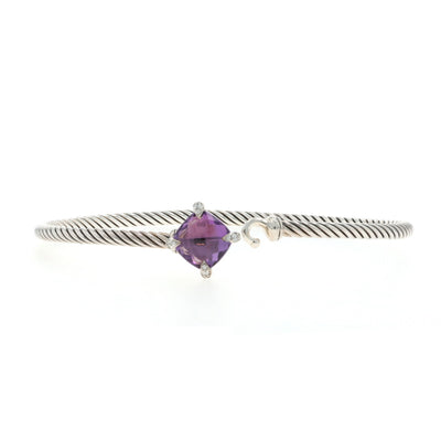David Yurman Chatelaine Amethyst and Diamond Bracelet Sterling Silver