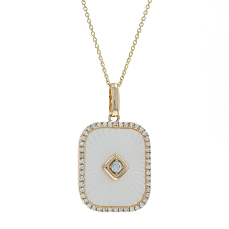 5.70ctw Mother of Pearl and Diamond Pendant Necklace Yellow Gold