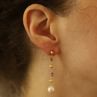 Marco Bicego Freshwater Pearl and Citrine Earrings Yellow Gold