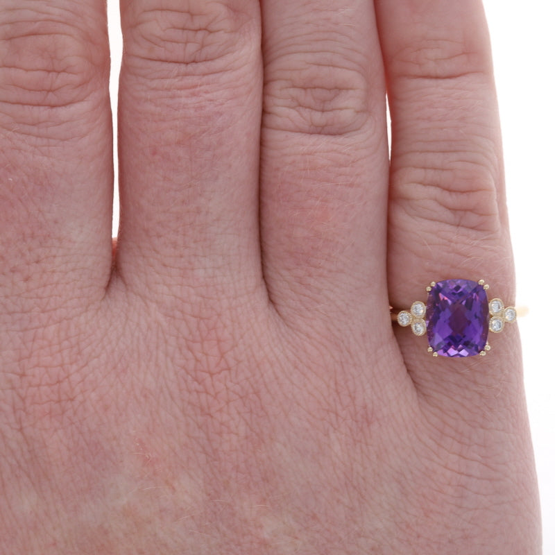4.11ctw Amethyst and Diamond Ring Yellow Gold