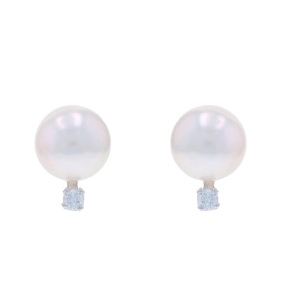 Diamond and Cultured Freshwater Pearl Earrings White Gold