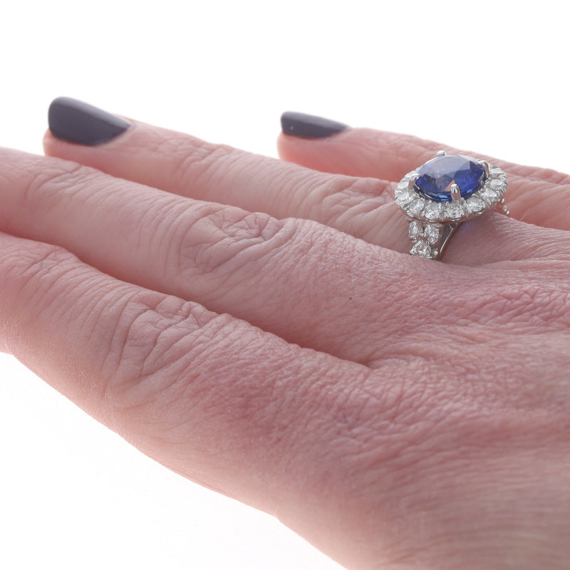 5.54ctw Sapphire and Diamond Ring White Gold