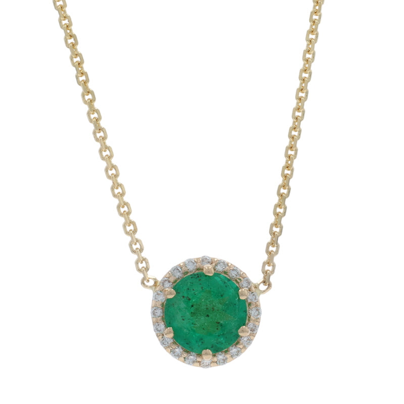 .82ctw Emerald and Diamond Pendant Necklace Yellow Gold