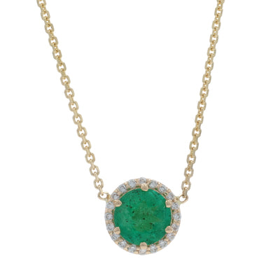 .82ctw Emerald and Diamond Pendant Necklace Yellow Gold