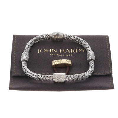 John Hardy 5mm Four Station Icon Bracelet .75ctw Diamond Bracelet Sterling Silver