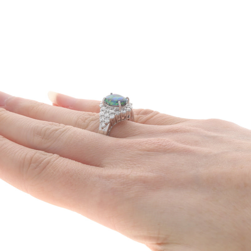 2.55ctw Opal and Diamond Ring White Gold