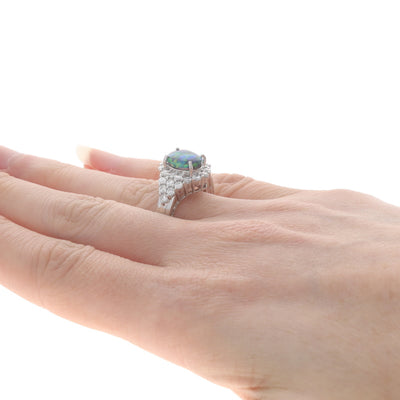 2.55ctw Opal and Diamond Ring White Gold