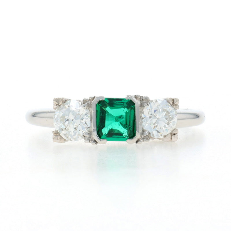 1.23ctw Emerald and Diamond Ring 900 Plat 100 Irid
