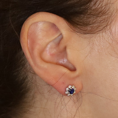 1.70ctw Sapphire and Diamond Earrings White Gold