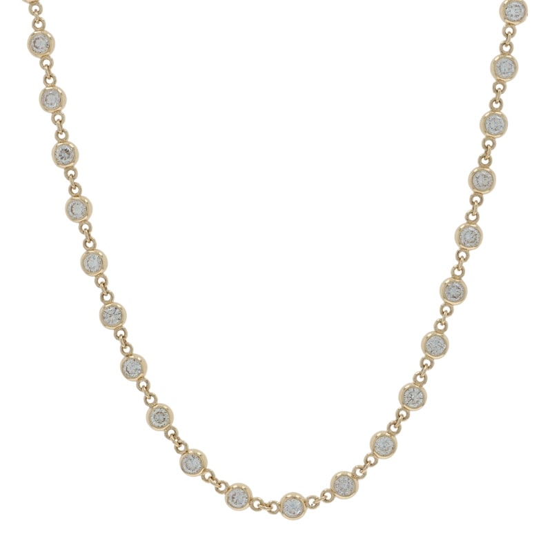 3.00ctw Diamond Women's Station Necklace Yellow Gold