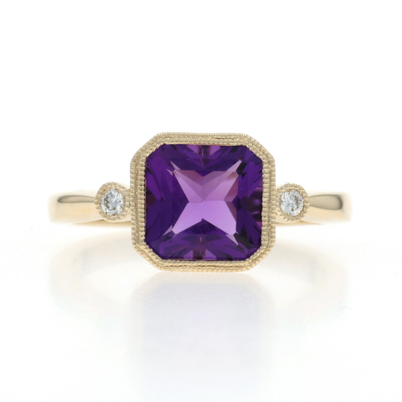 1.95 Amethyst and Diamond Ring Yellow Gold