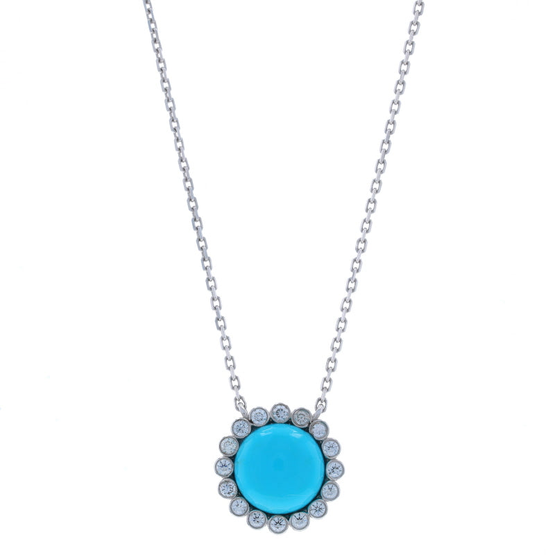 .25ctw Turquoise and Diamond Pendant Necklace White Gold