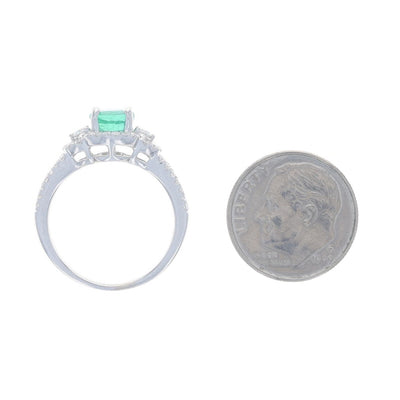 1.46ctw Emerald and Diamond Ring White Gold