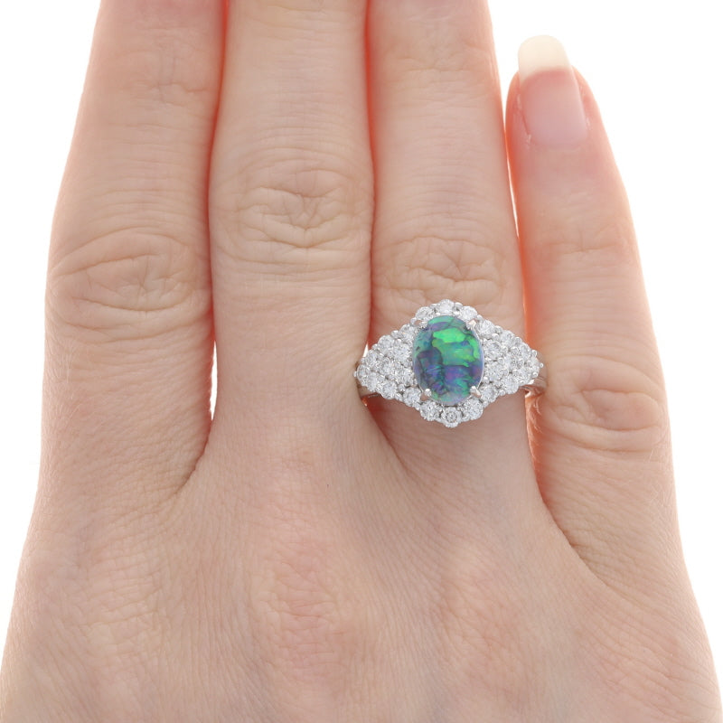 2.55ctw Opal and Diamond Ring White Gold