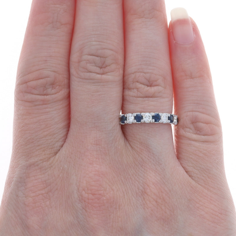 1.28ctw Sapphire and Diamond Band White Gold