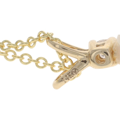 Akoya Pearl and Diamond Pendant Necklace Yellow Gold