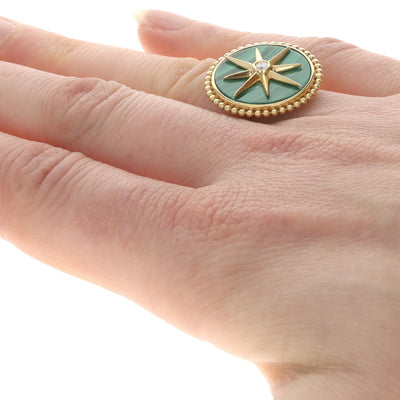 Malachite and Diamond Ring Yellow Gold