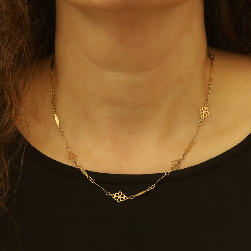 Fancy Long & Short Chain Necklace Yellow Gold