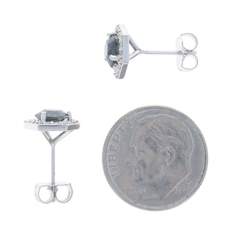 1.62ctw Sapphire and Diamond Earrings White Gold