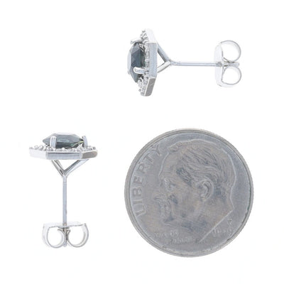 1.62ctw Sapphire and Diamond Earrings White Gold