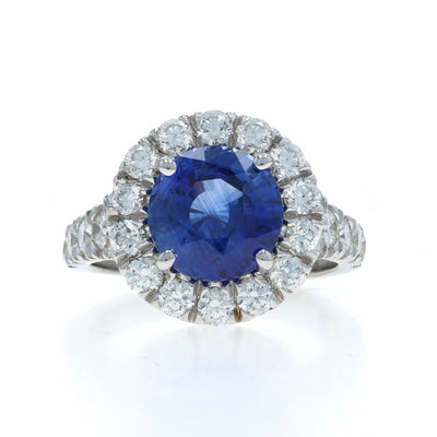 5.54ctw Sapphire and Diamond Ring White Gold