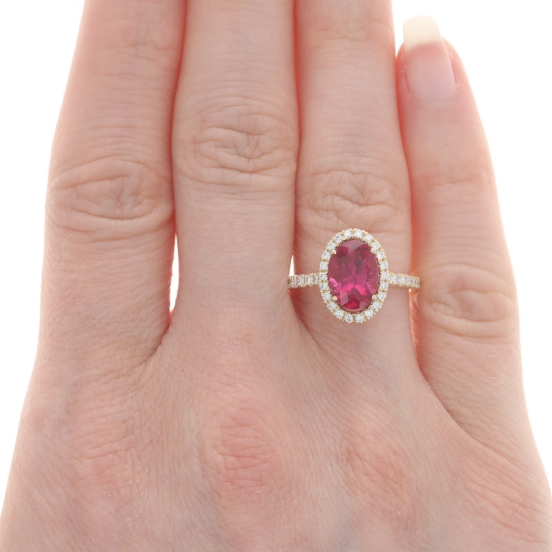 1.66 CTW Pear Shape Pink Tourmaline and Diamond Ring in 14K White Gold