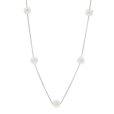 Cultured Freshwater Pearl Cable Necklace White Gold