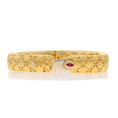 Roberto Coin Granada Satin .50ctw Diamond and Synthetic Ruby Bracelet Yellow Gold