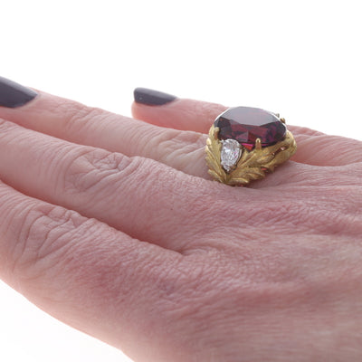 15.14ctw Rhodolite Garnet and Diamond Ring Yellow Gold