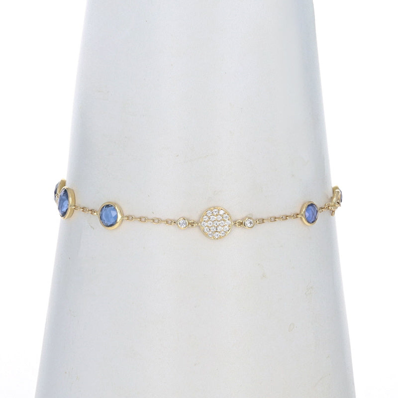 4.50ctw Sapphire and Diamond Station Bracelet Yellow Gold