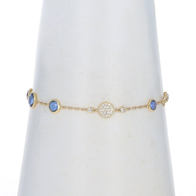 4.50ctw Sapphire and Diamond Station Bracelet Yellow Gold