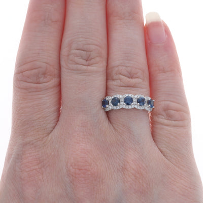 1.50ctw Sapphire and Diamond Band White Gold