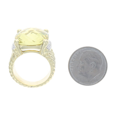 David Yurman .20ctw Lemon Quartz and Diamond Ring Yellow Gold