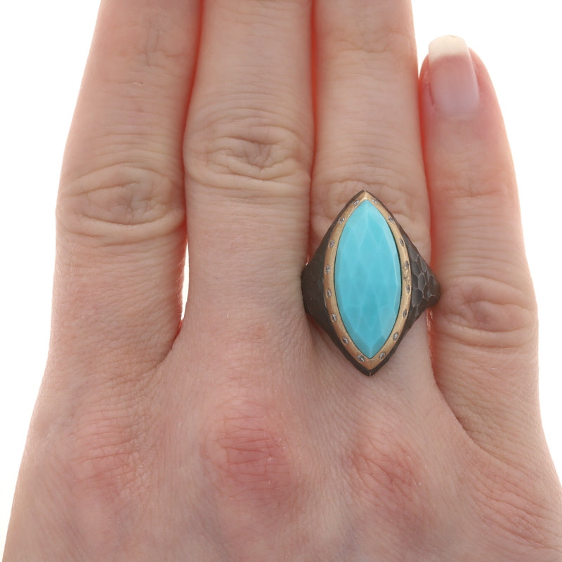 Nina Wynn Turquoise and Diamond Ring Sterling Silver