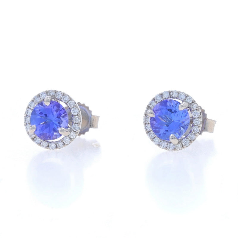 1.17ctw Tanzanite and Diamond Earrings White Gold