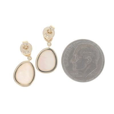 Mother of Pearl and Diamond Earrings Yellow Gold