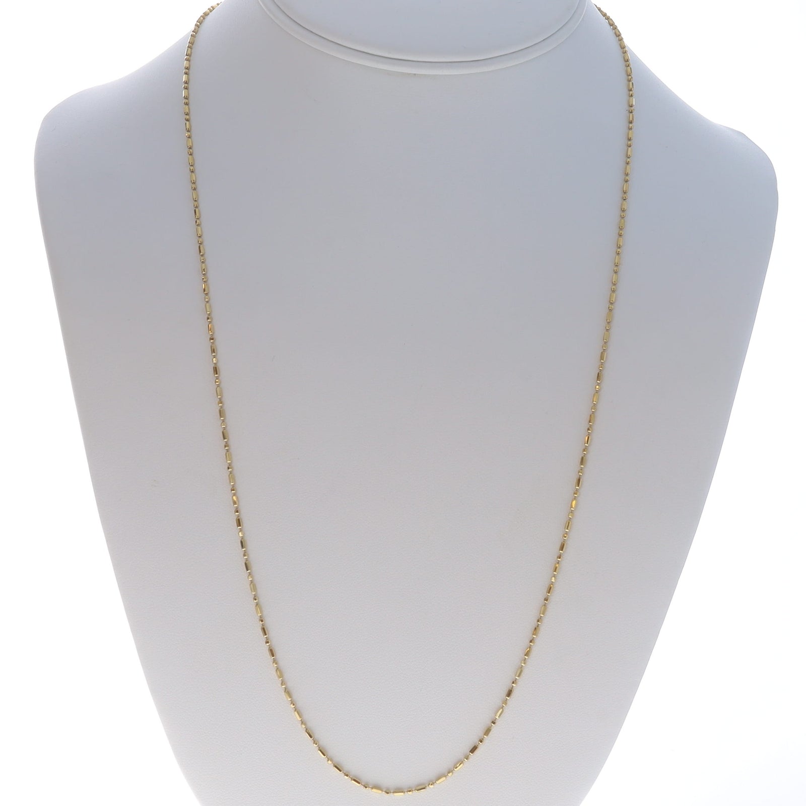 Diamond Cut Fancy Bead Chain Necklace Yellow Gold