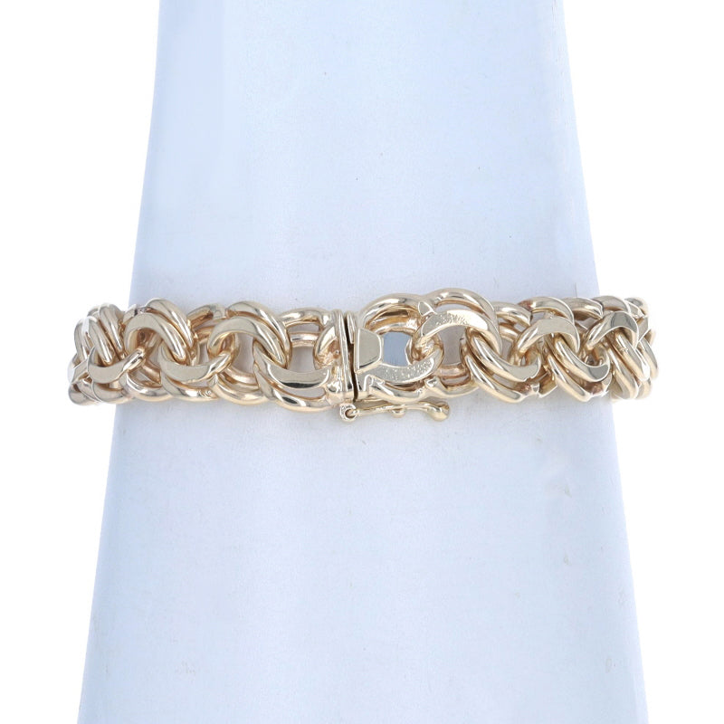 Diamond Cut Double Curb Bracelet Yellow Gold