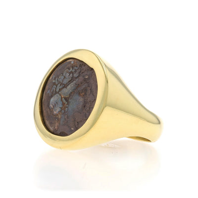 Ancient Greek Coin Men's Ring Yellow Gold