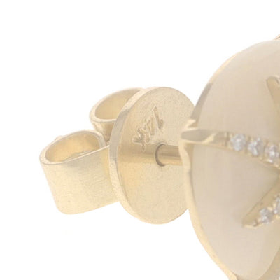 .21ctw Mother of Pearl and Sapphire Earrings Yellow Gold