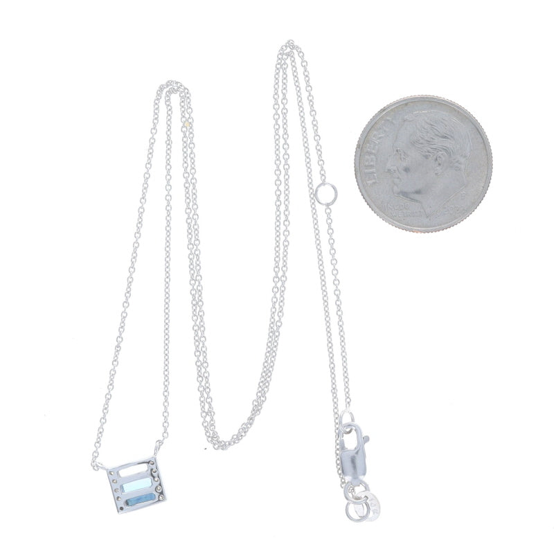 .41ctw Sapphire and Blue Topaz Pendant Necklace White Gold
