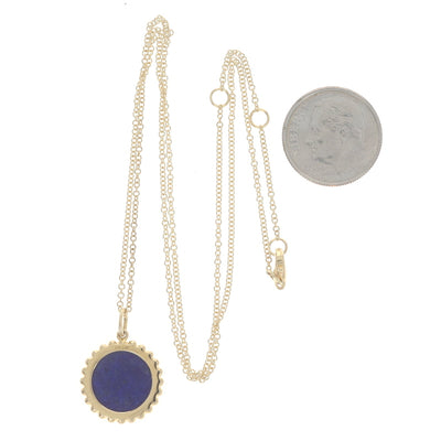 Lapis Lazuli and Diamond Pendant Necklace Yellow Gold