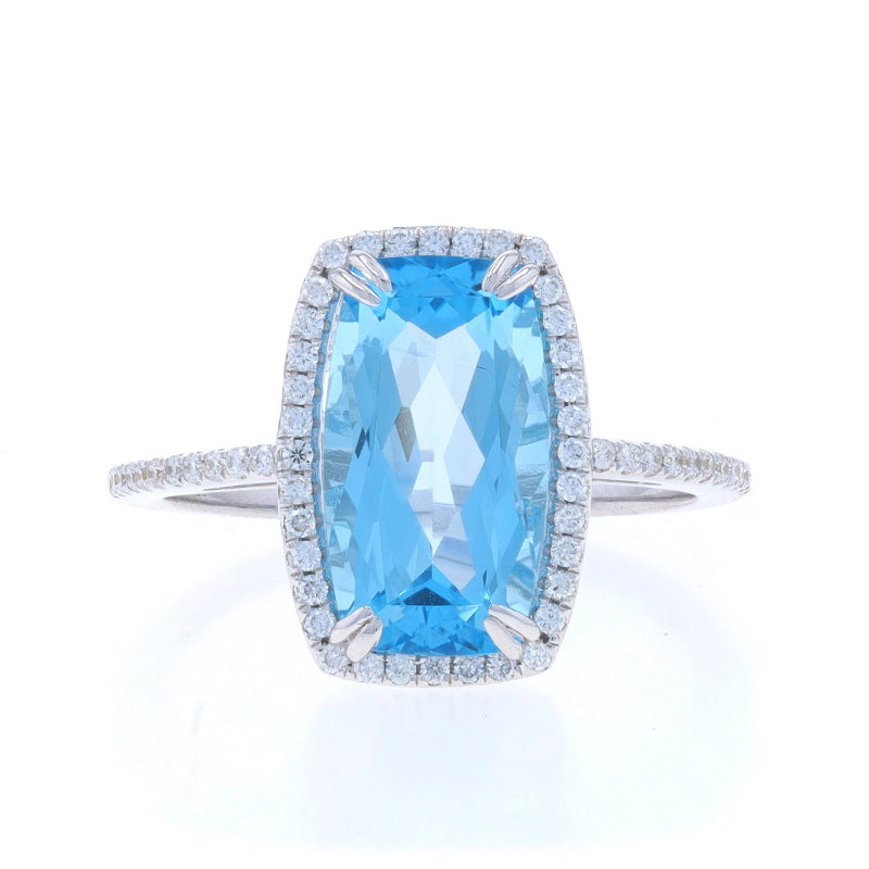 3.73ctw Blue Topaz and Diamond Ring White Gold