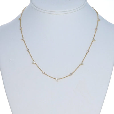 1.03ctw Diamond Diamond Cut Cable Chain Station Necklace Yellow Gold