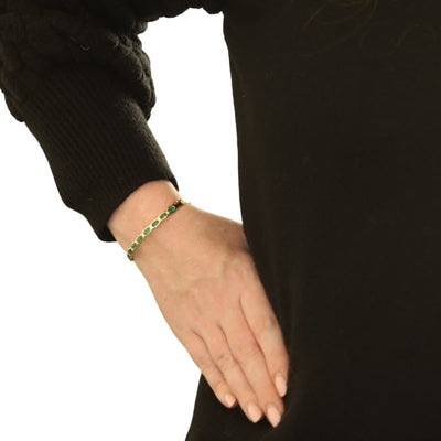 Emerald and Diamond Women's Bracelet Yellow Gold